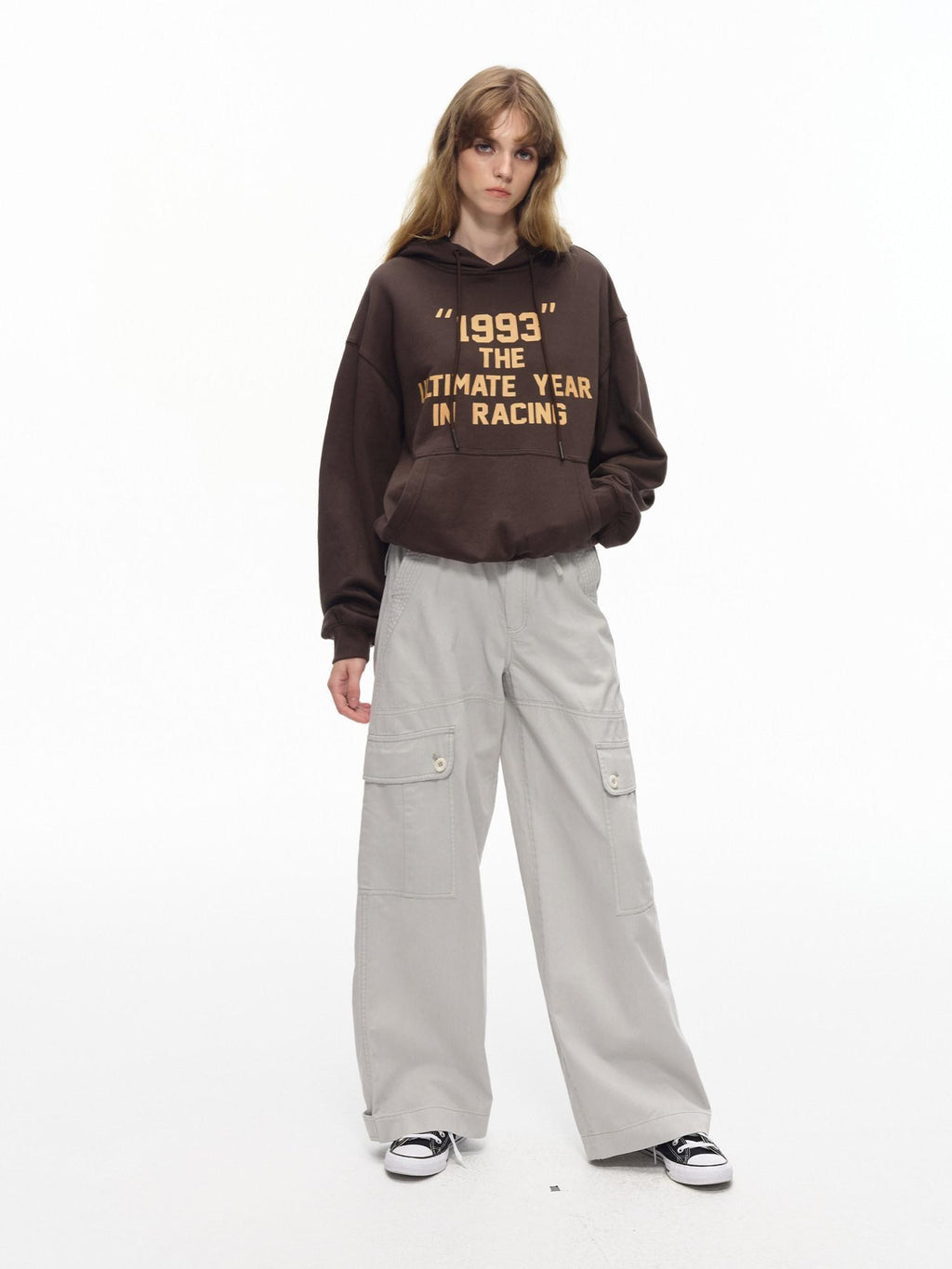 Country Moment Pure Cotton Loose Fit Hooded Letter Print Drop Shoulder Unisex Casual Hoodie