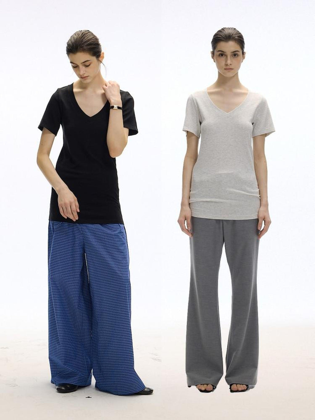 Country Moment Moisture Wicking V-neck Slim Minimalist Women Plain Short Sleeve T-Shirts