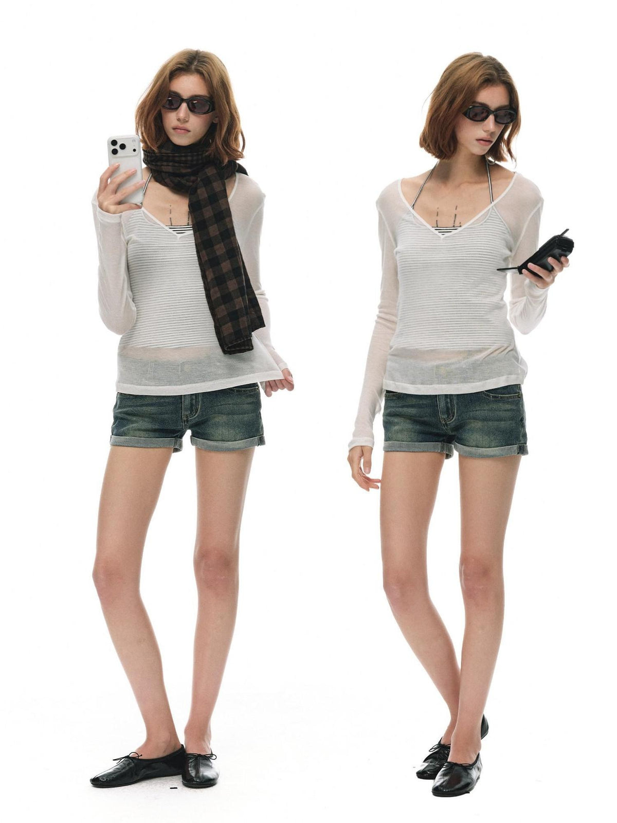 Country Moment Breathable Slim Striped V-neck Unisex Tencel Cotton Backless Camisoles