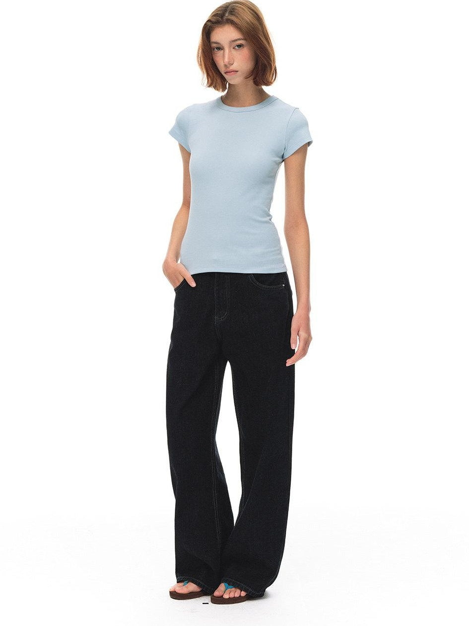 Country Moment Cooling Breathable Cotton Slim Crew Neck American Women Short Sleeve T-Shirts