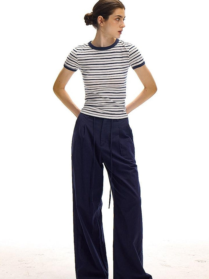 Country Moment Moisture Wicking Bamboo Cotton Slim Fit Striped Men Short Sleeve T-Shirts