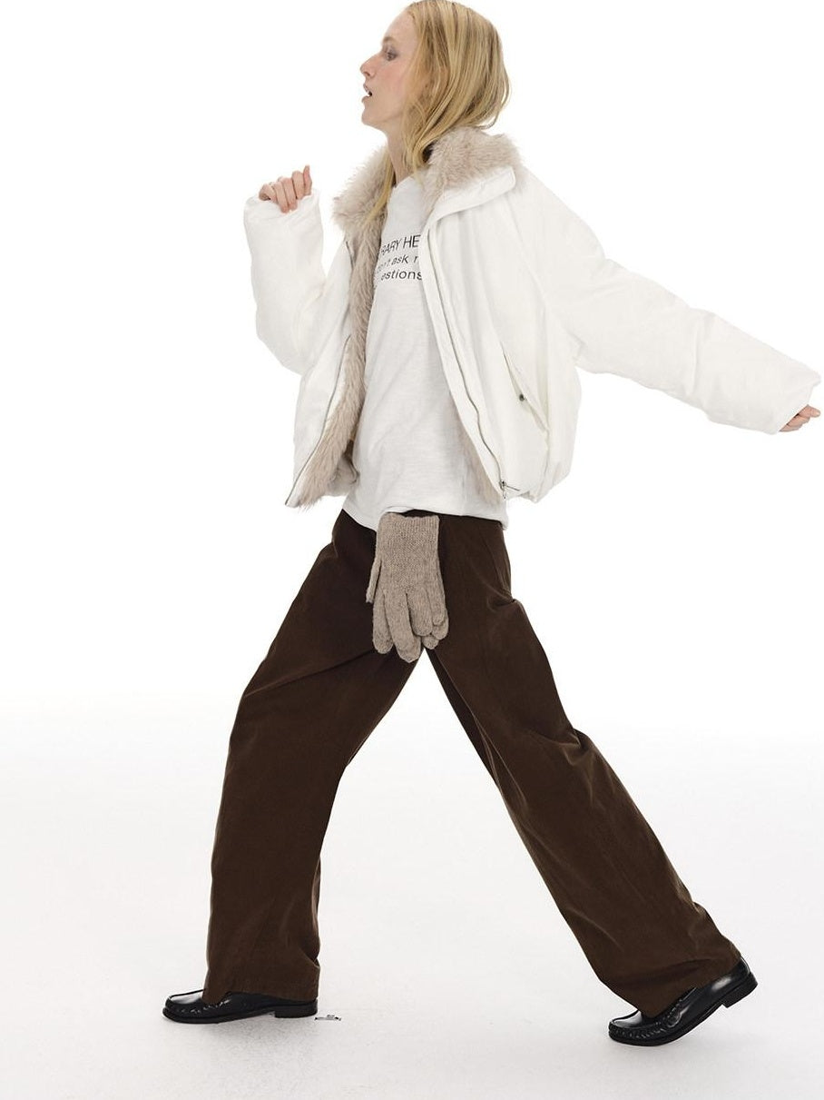 Country Moment Breathable Washed Cotton Relaxed Vintage Workwear Brown Straight Pants