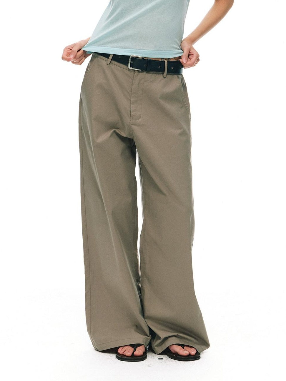Country Moment Cotton Pleated Mid Rise Casual Straight Zipper Everyday Khaki Straight Pants