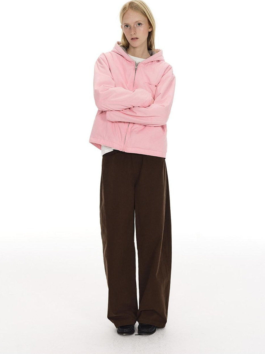 Country Moment Breathable Washed Cotton Relaxed Vintage Workwear Brown Straight Pants