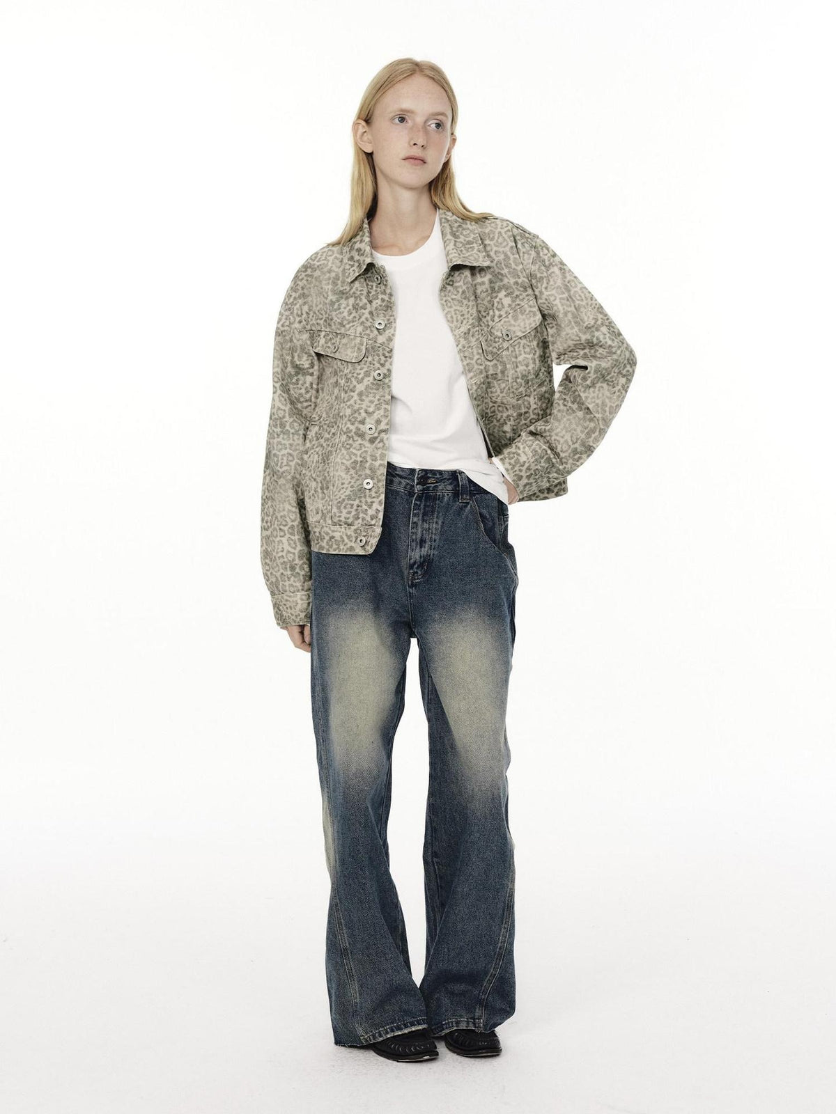 Country Moment Durable Cotton Workwear Loose Fit Unisex Leopard Light Khaki Denim Jackets