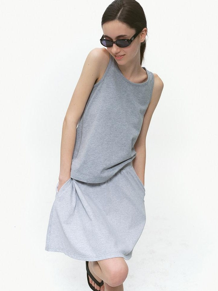 Country Moment Moisture Wicking Cotton Standard Fit Round Neck Casual Solid Color Tank Tops