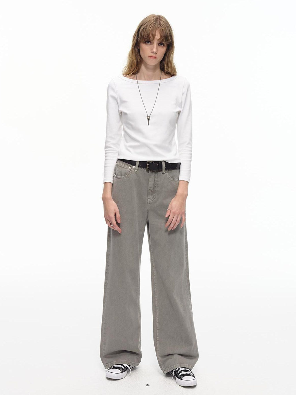 Country Moment High Waist Washed Pure Cotton Dark Khaki American Breathable Straight Leg Jeans