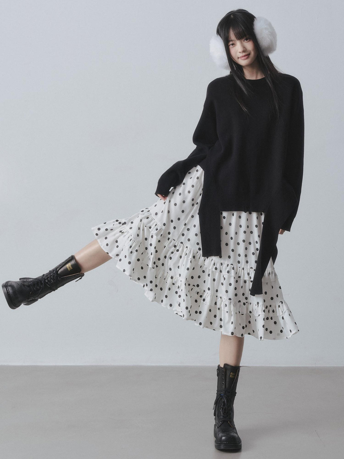 DDGIRL studio Soft Warm Double Knit Ribbed Loose Fit Commuter Round Neck Women Office Sweaters
