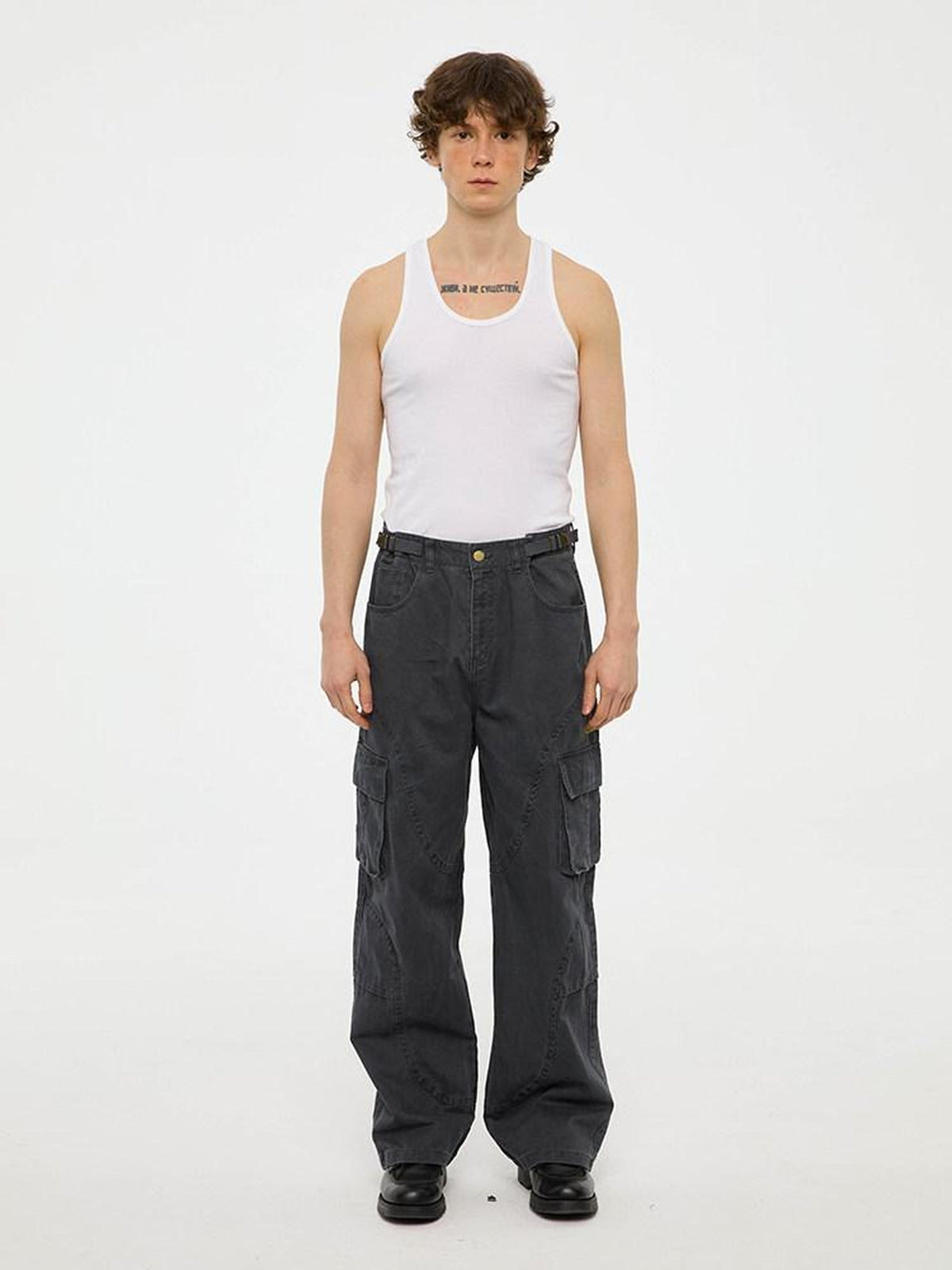 Country Moment Soft Stretch Cotton Slim Fit Japanese Round Neck Youth Casual White Tank Tops