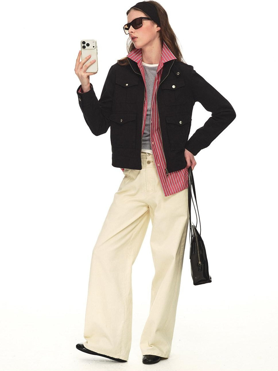 Country Moment Mid Rise Cotton Relaxed Patchwork Button Beige Stretch Straight Leg Jeans