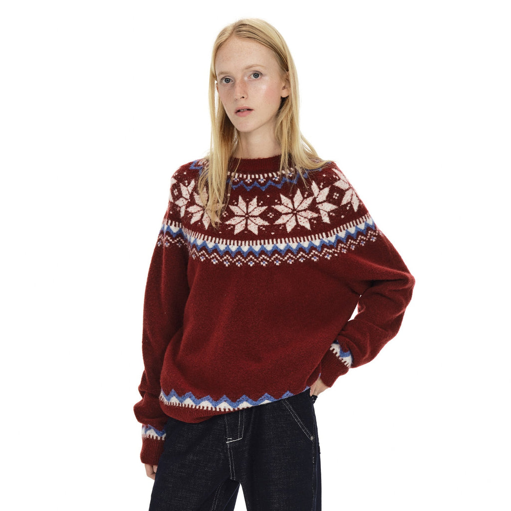 Country_Moment_Cozy_Warm_Oversized_Snowflake_Crewneck_Unisex_Red_Wool_Blend_Pullover_Sweaters_MISSTT