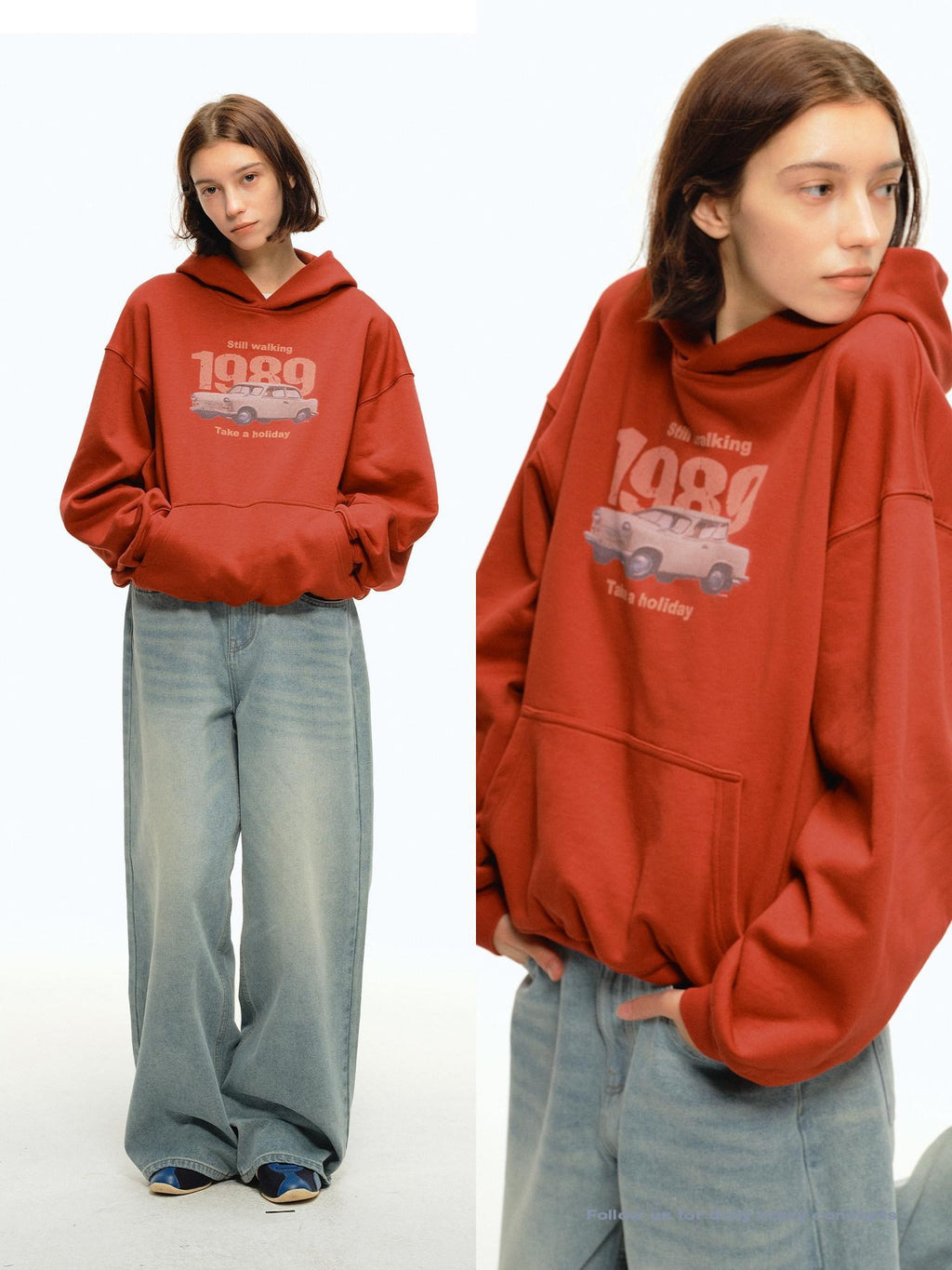 Country Moment Soft Cotton Blend Loose Fit Pullover Teen Casual Graphic Orange Red Hoodie