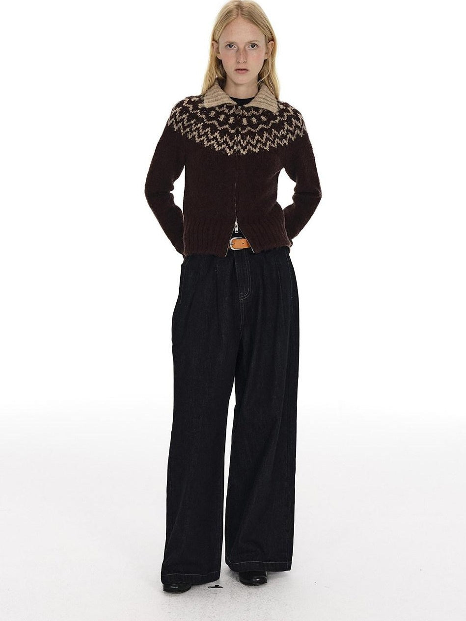 Country Moment Mid Rise Pure Cotton Raw Denim Casual Zip Fly Unisex Daily Wear Wide Leg Jeans