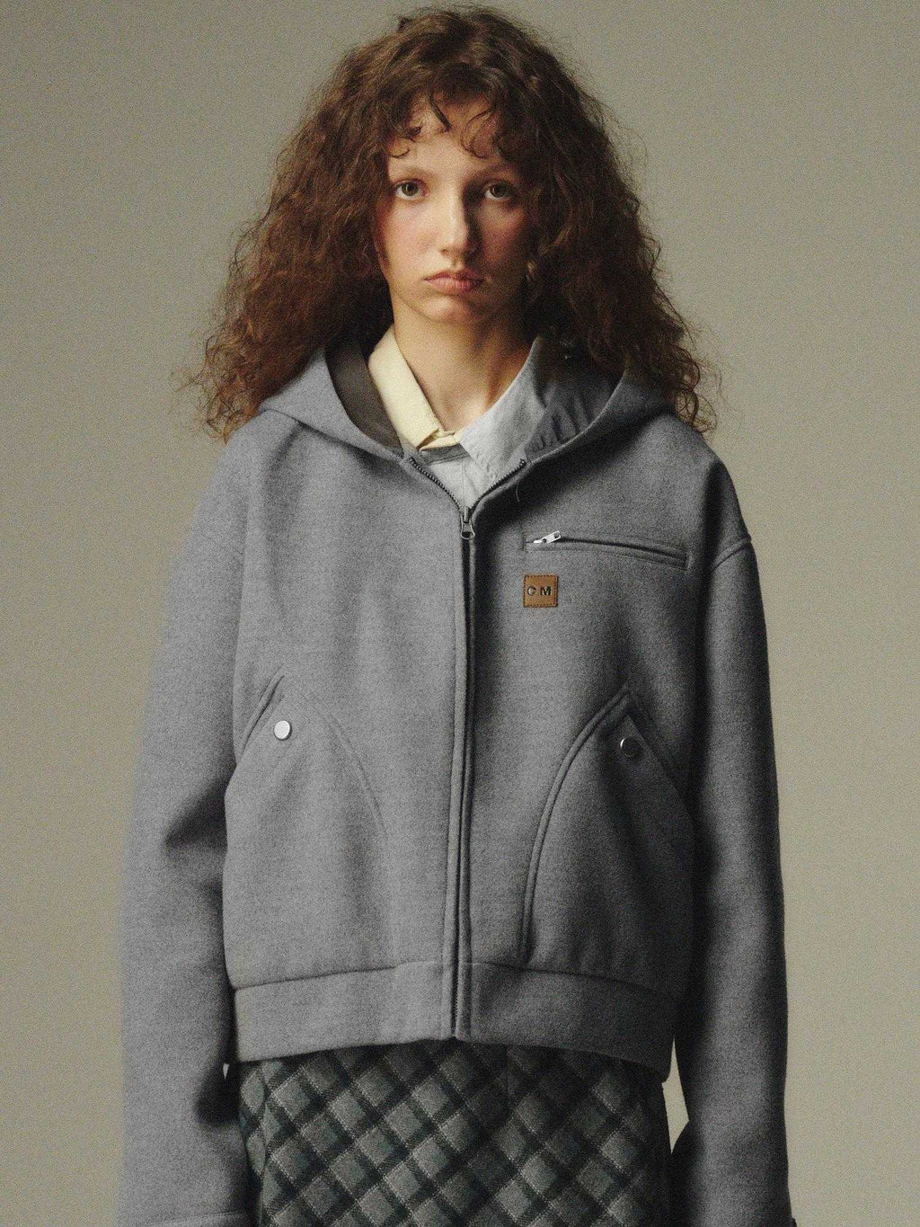 Country Moment Cozy Lightweight Hooded Loose Fit Short Grey Youthful Casual Kids Puffer Jackets