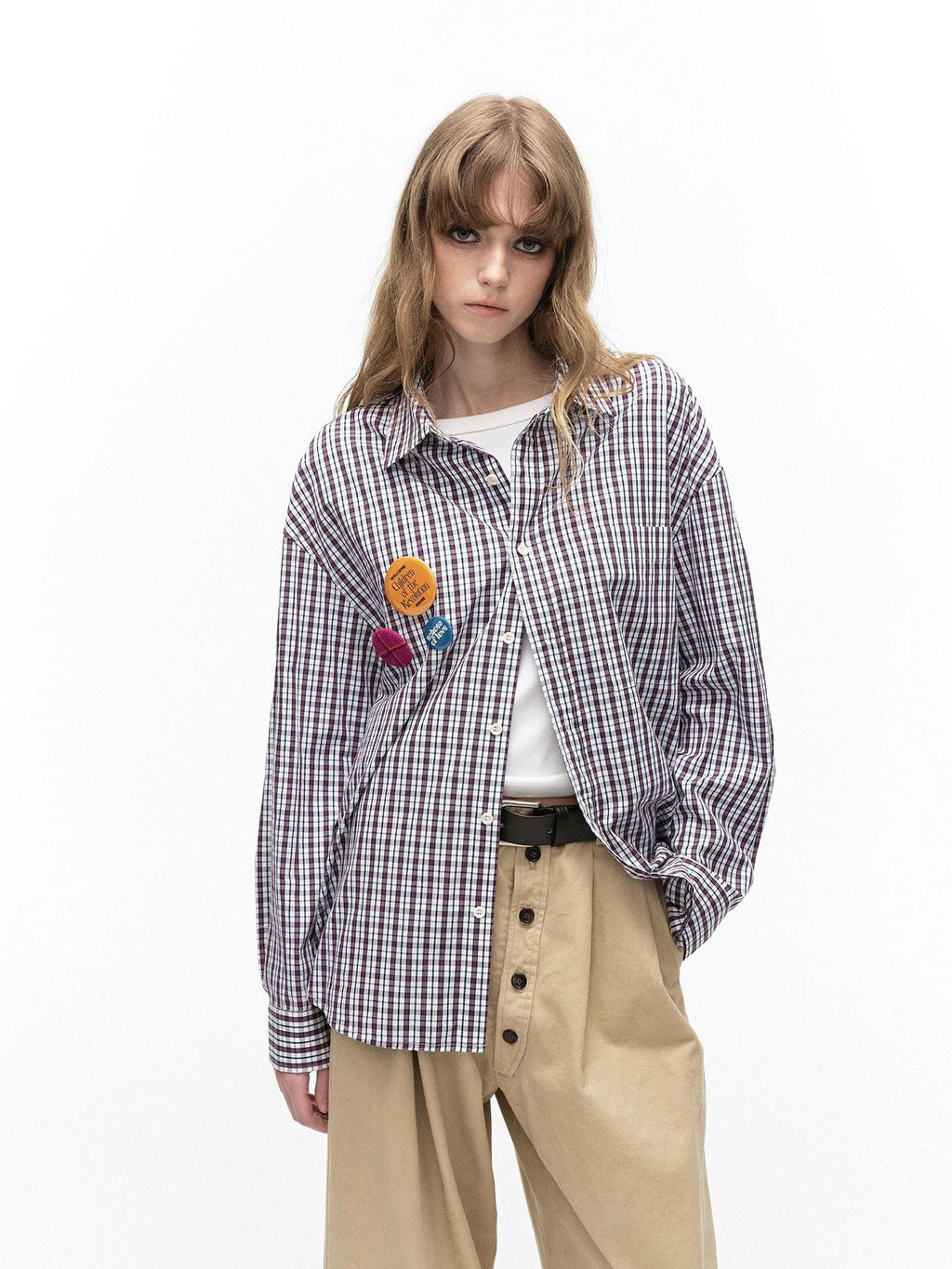 Country Moment Loose Cotton Plaid Button Front Turn Down Collar Unisex Long Sleeve Shirts