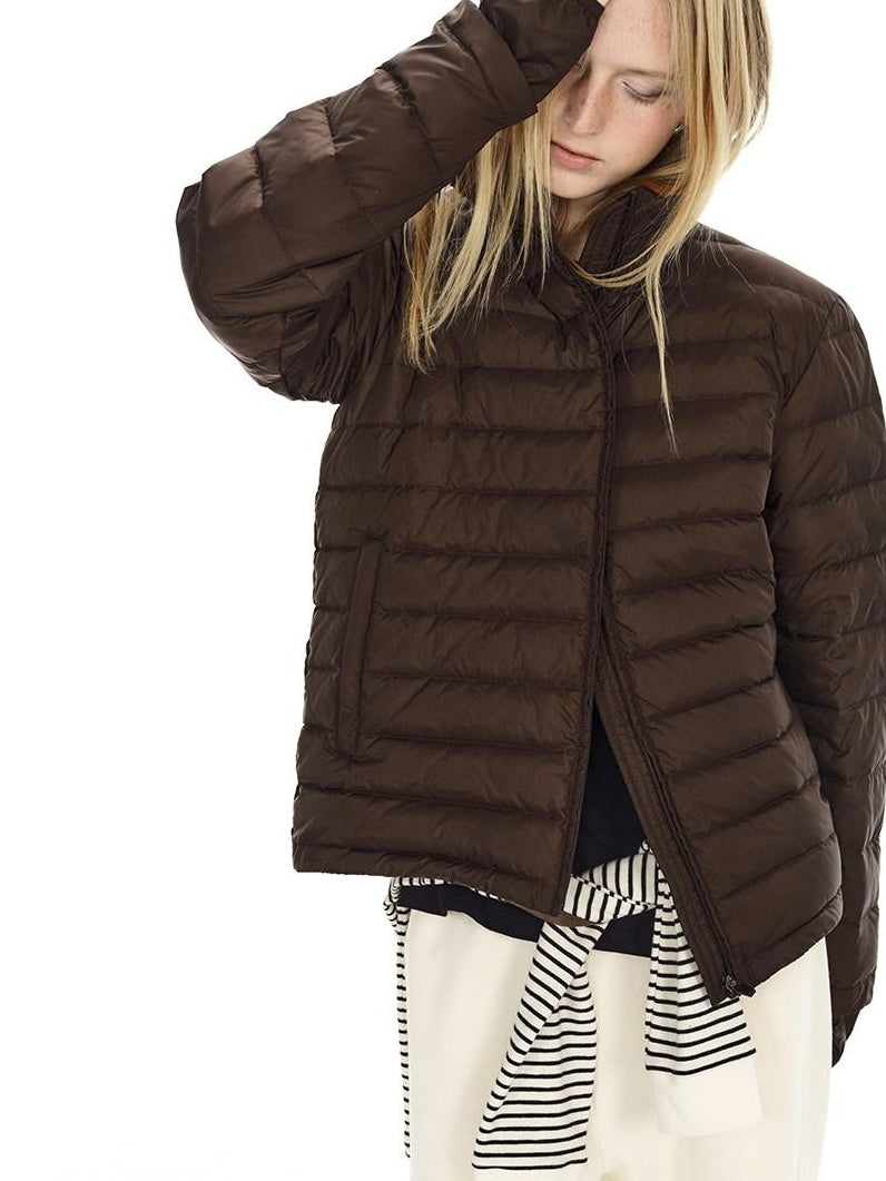 Country Moment Lightweight Warm Short Stand Collar Casual Unisex Nylon White Duck Down Jackets
