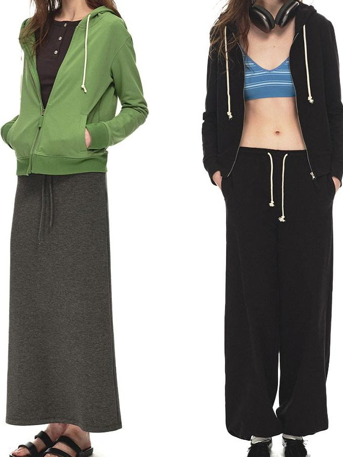 Country Moment Pure Cotton Slim Fit Cropped Zip Up Hooded Casual Youth Student Women Hoodie