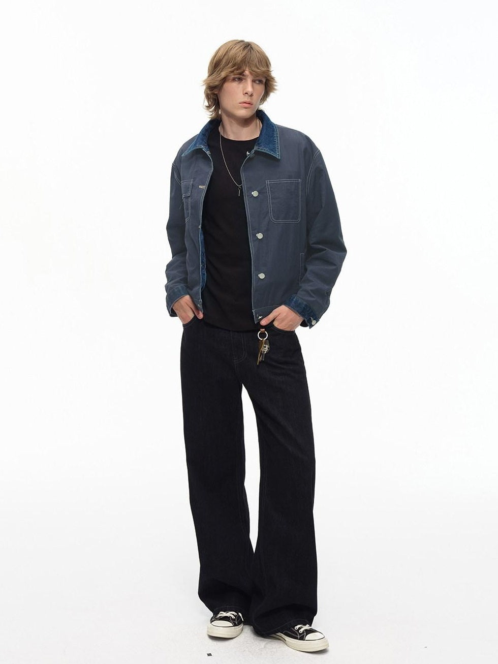 Country Moment Shape Retaining Washed Relaxed Fit Unisex Deep Blue Flap Pocket Denim Jackets