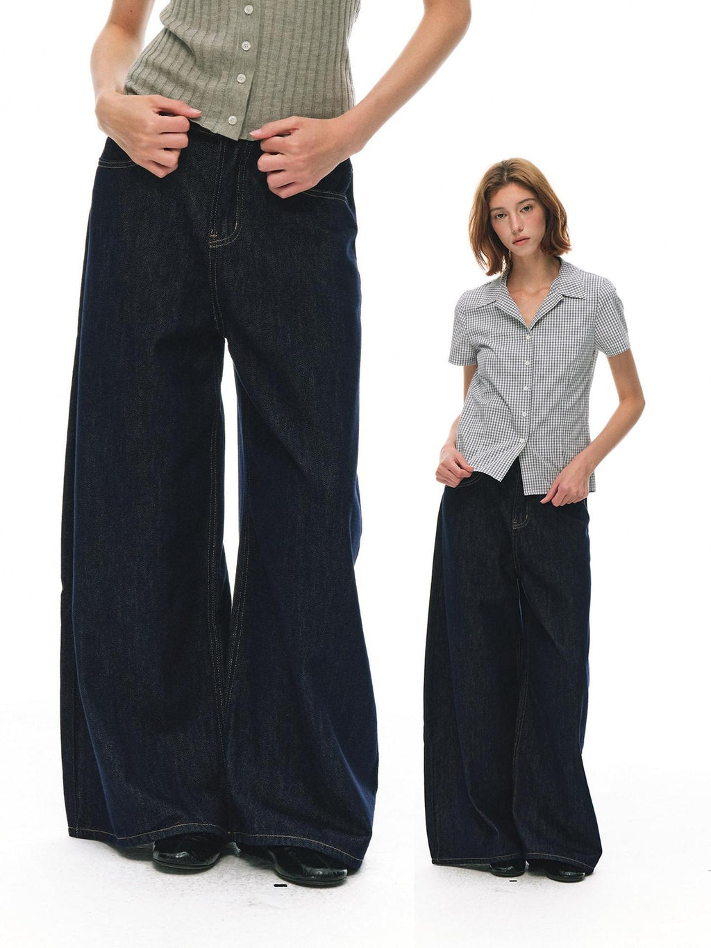 Country Moment High Waist Breathable Cotton Loose Youthful Denim No Stretch Wide Leg Jeans