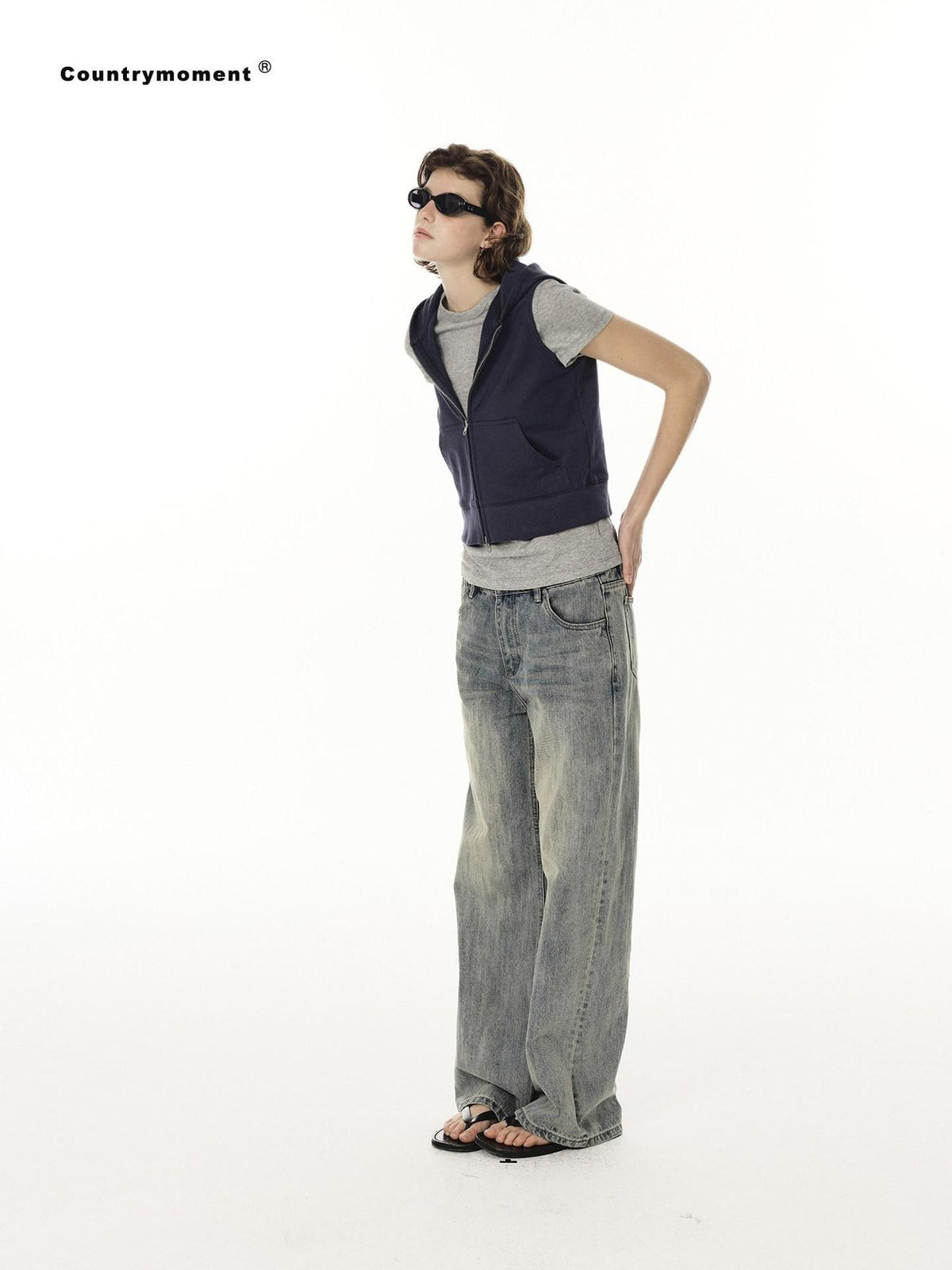 Country Moment Organic Cotton Regular Fit Hooded Zip Short Length Male Breathable Casual Vests