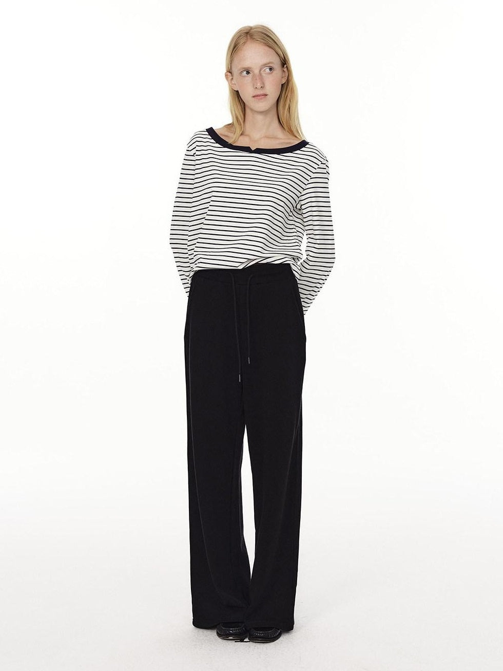 Country Moment High Waist Breathable Cotton Loose Straight Leg Casual Black Grey Straight Pants