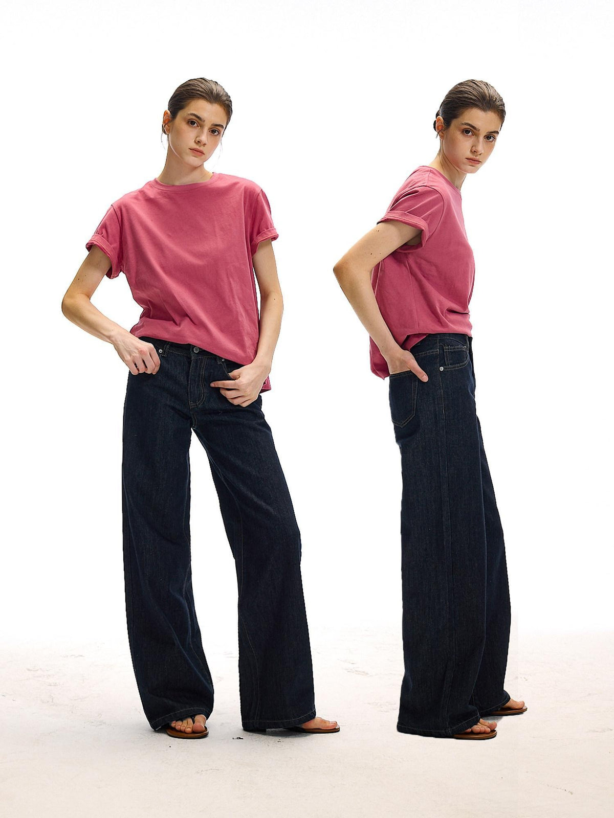 Country Moment High Rise Washed Relaxed Zip Fly Dark Navy Stretch Straight Leg Jeans