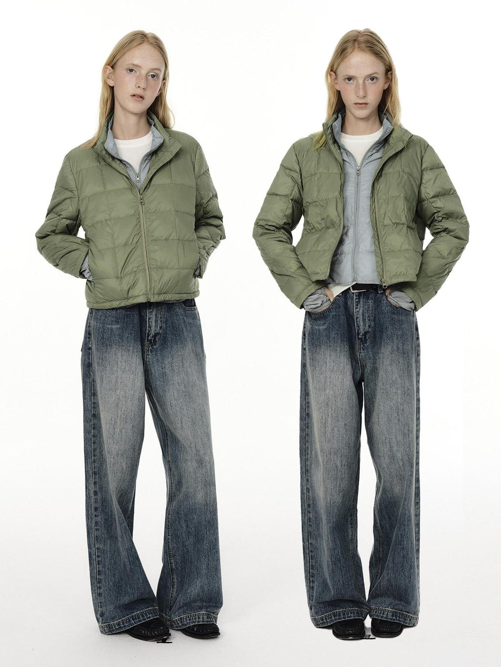 Country Moment Lightweight 650Fp White Duck Down Patchwork Short Stand Collar Women Down Jackets