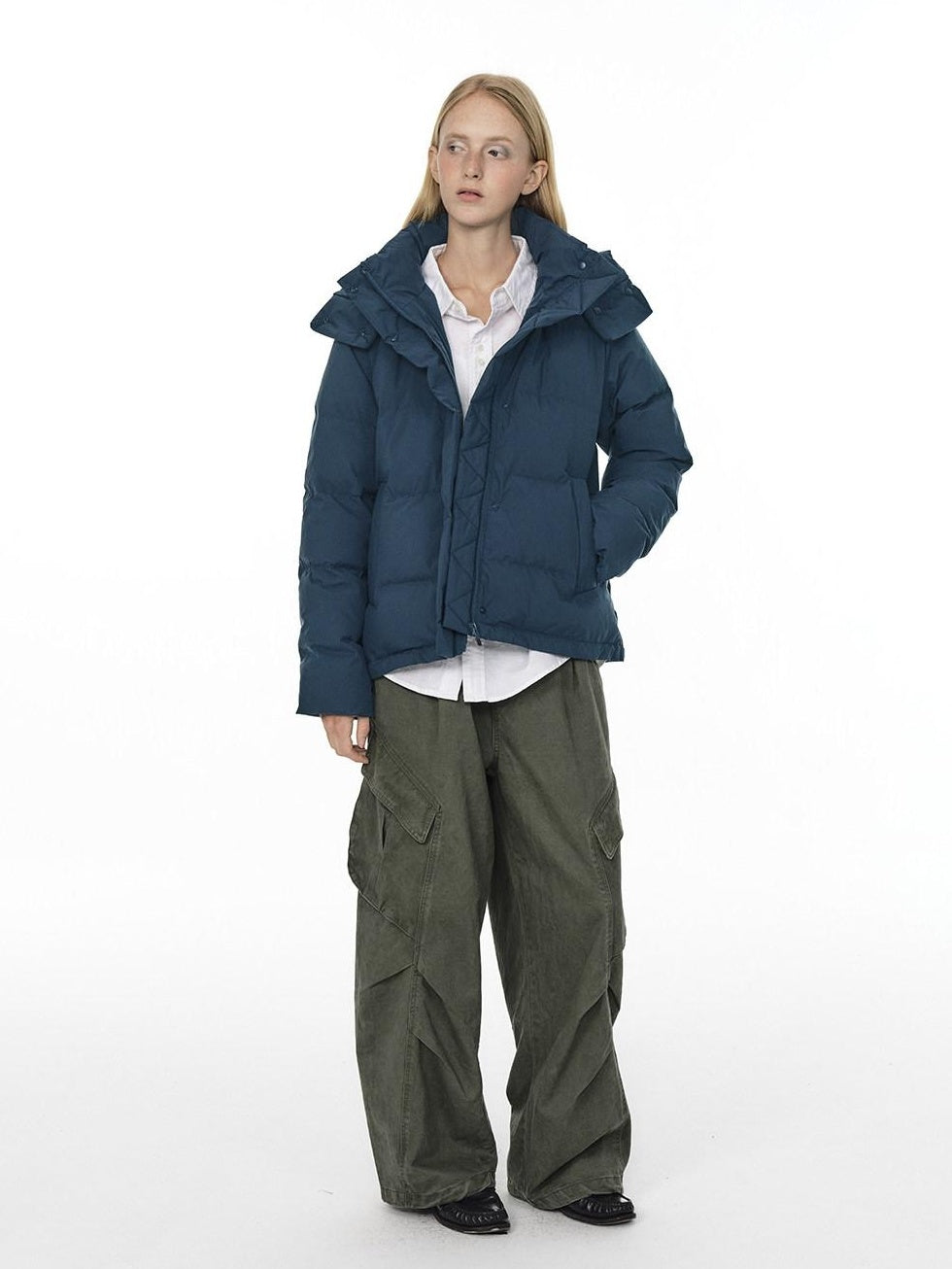 Country Moment 650Fp White Duck Down Cozy Cropped Detachable Hood Women Zipper Down Jackets
