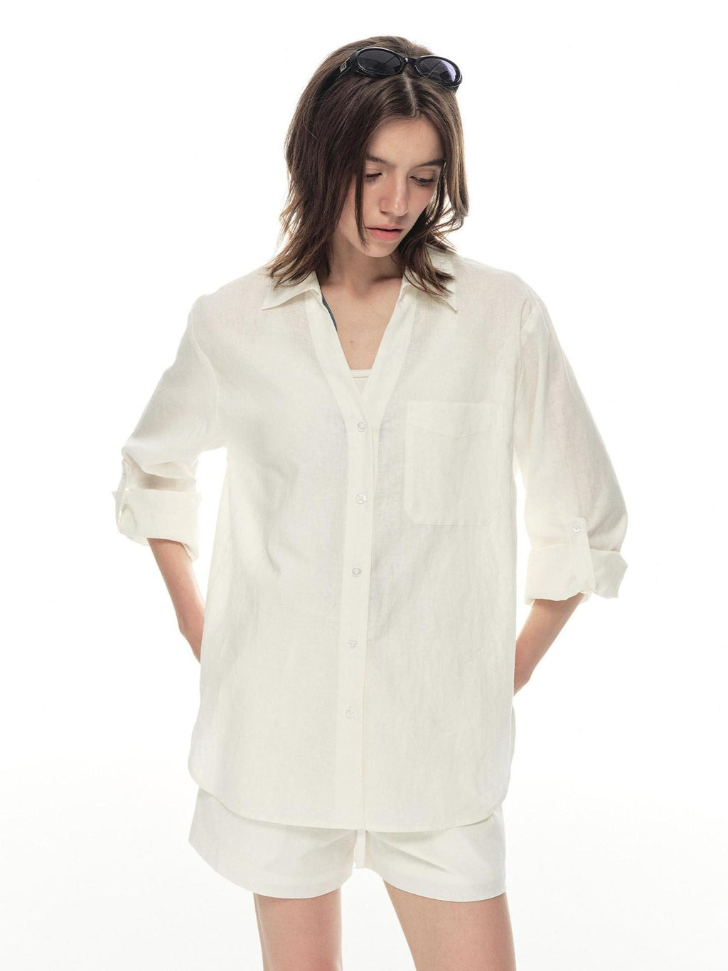 Country Moment Soft Breathable Lyocell Blend Long Sleeve Casual Slim Fit Youth White Shirts
