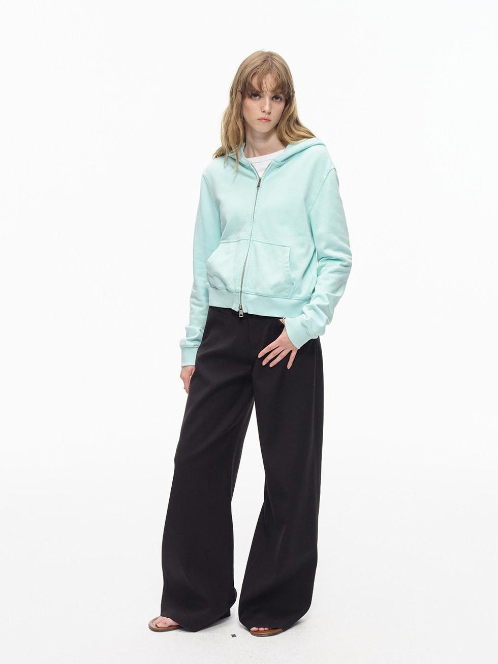 Country Moment Wrinkle Resistant Mid Rise Loose Straight Leg Casual Youth Black Wide Leg Pants