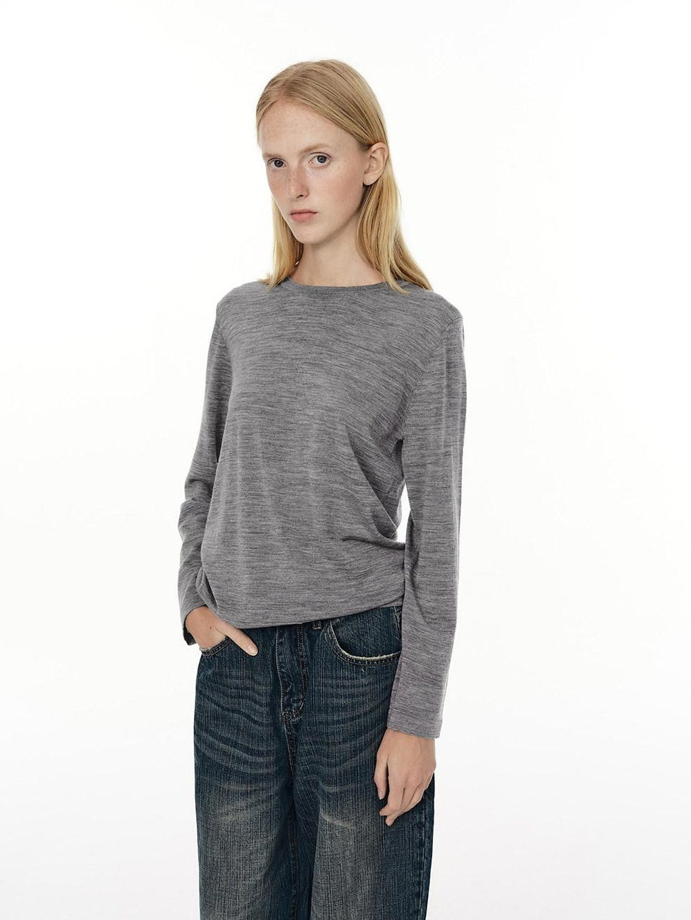 Country Moment 100% Wool Warm Breathable Crew Neck Standard Fit Casual Long Sleeve T-Shirts
