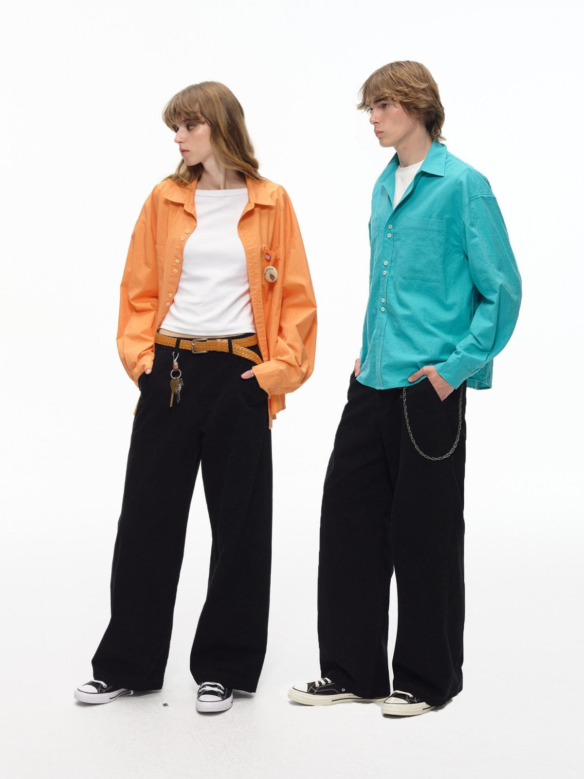 Country Moment Washed Cotton Durable Mid Rise Relaxed Zip Fly Youth Casual Wide Leg Pants