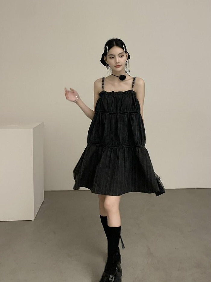 DDGIRL studio Shape Retaining Casual Patchwork Loose Waist A Line Cotton Blend Midi Dresses