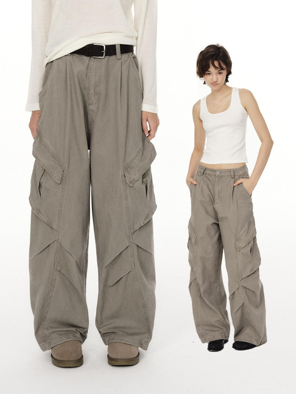 Country Moment Durable Cotton Loose Fit Workwear Button Fly Utility Pockets Cargo Pants