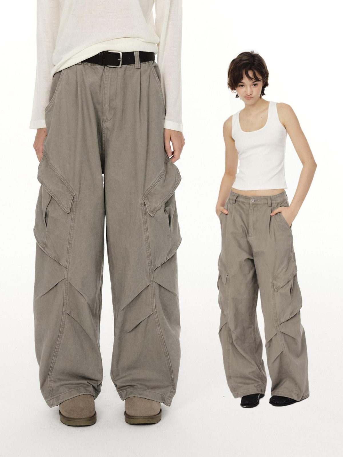 Country Moment Durable Cotton Loose Fit Workwear Button Fly Utility Pockets Cargo Pants
