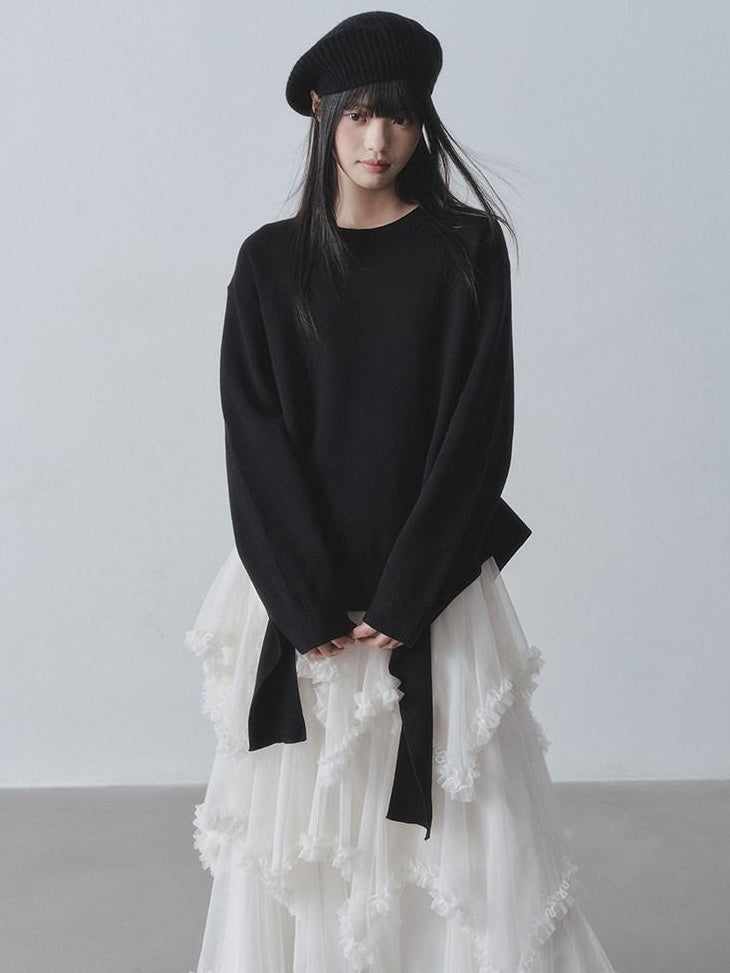 DDGIRL studio Soft Warm Double Knit Ribbed Loose Fit Commuter Round Neck Women Office Sweaters