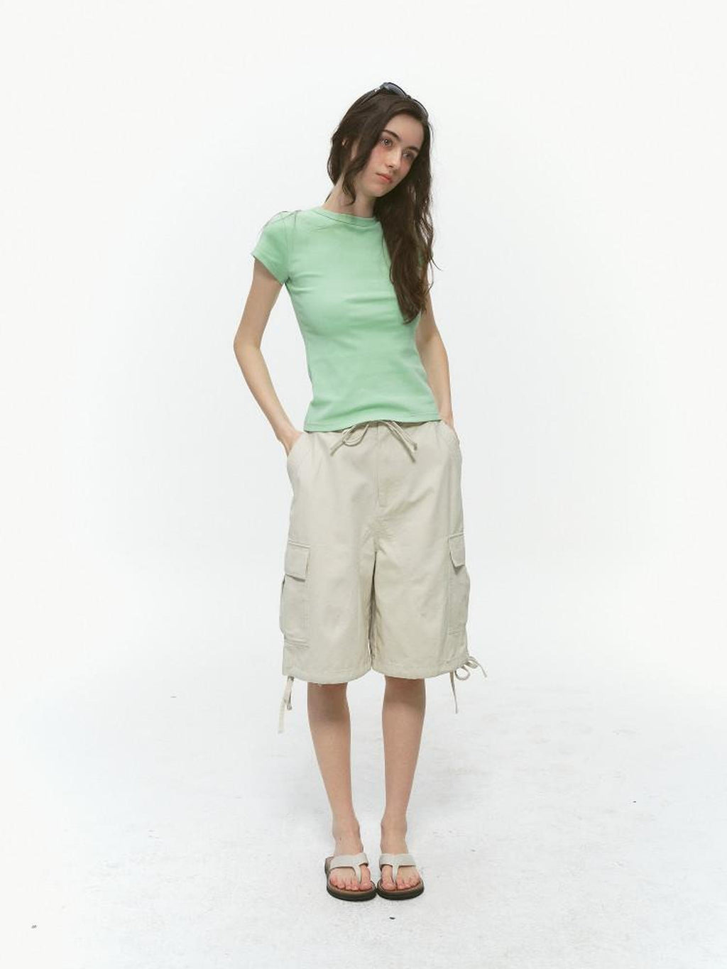 Country Moment Breathable Cotton Washed Cargo Loose Fit Casual Neutral Mid-Length Shorts