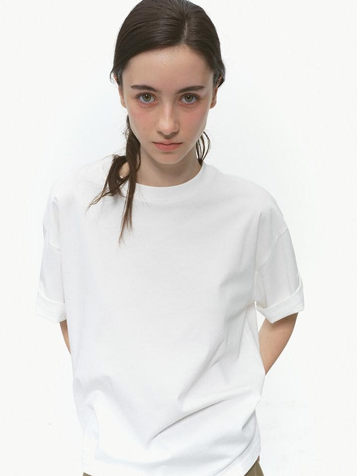 Country Moment Breathable 100 Percent Cotton Loose Piped Edge Crewneck Short Sleeve T-Shirts