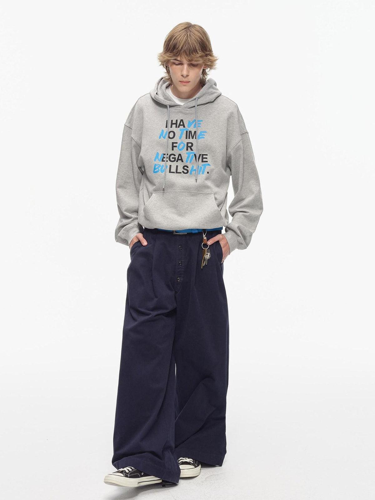 Country Moment Washed Cotton Button Loose Straight Casual Youth Wide Leg Pants