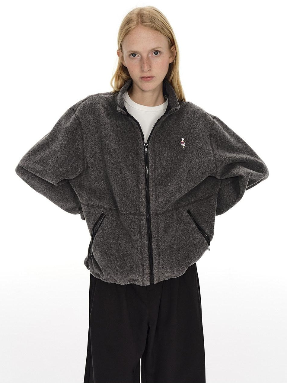 Country Moment Warm Embroidered Zipper Oversized Relaxed Unisex Casual Polyester Sweatshirt