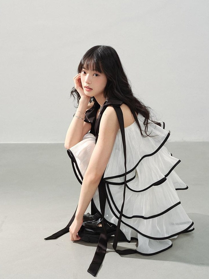 DDGIRL studio Soft Silky Poly Cotton Princess Bow Aline Bardot Wedding Midi Dresses