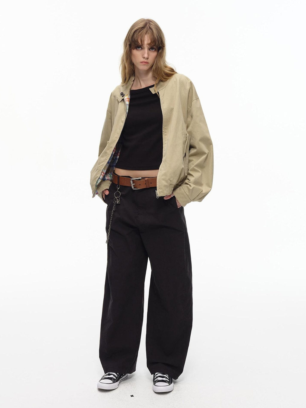 Country Moment Micro Stretch Low Rise Loose Fit Black Cotton Non Deforming Straight Pants