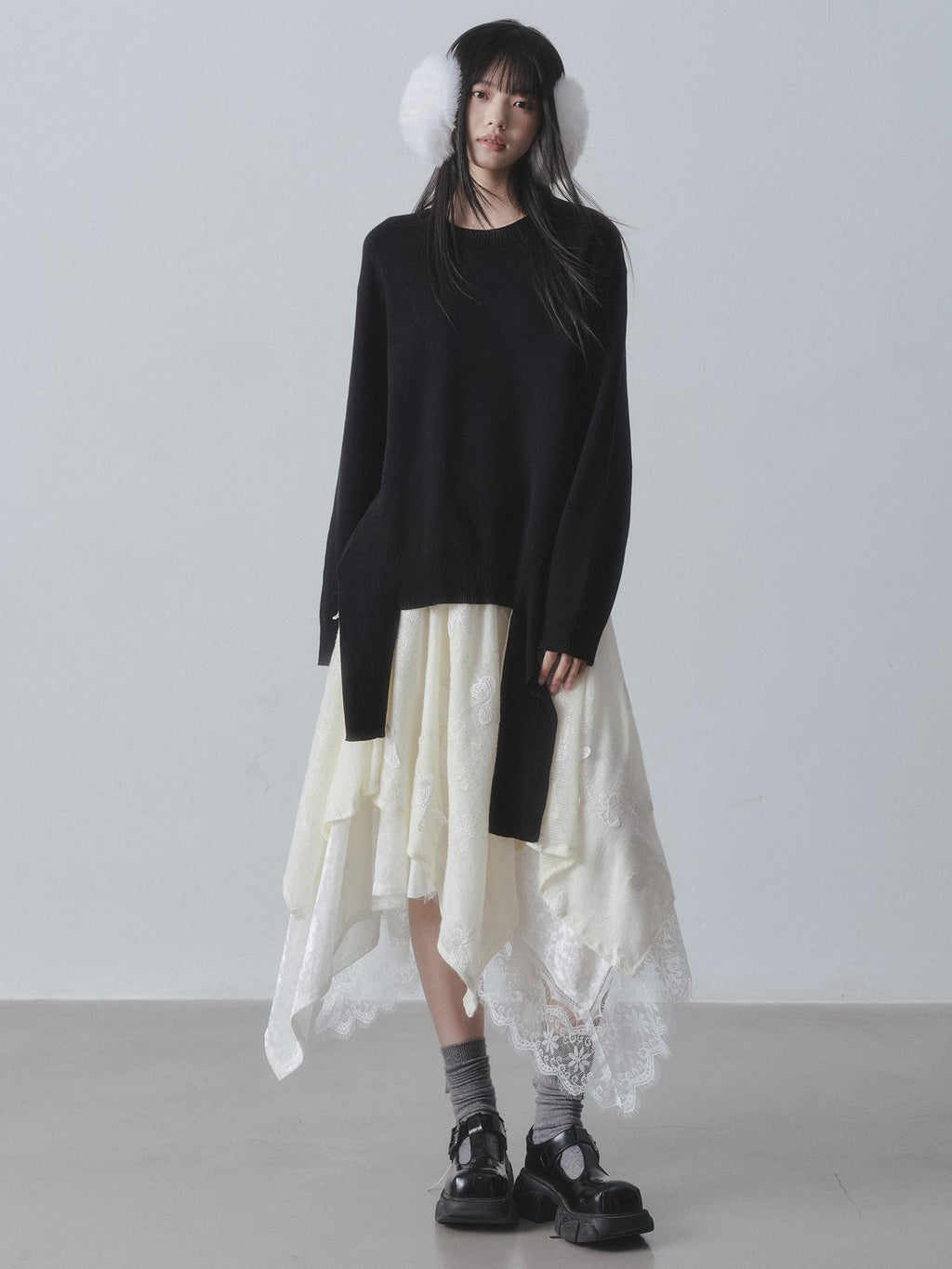 DDGIRL studio Skin Friendly Breathable Lined High Waist Asymmetrical A Line Women Midi Skirts