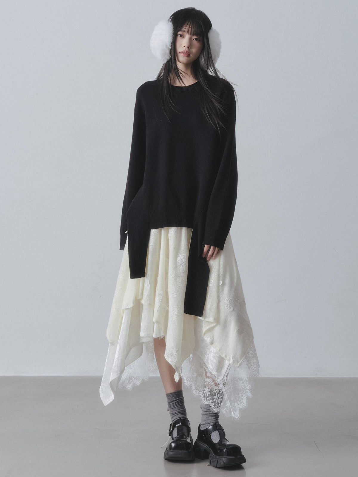 DDGIRL studio Skin Friendly Breathable Lined High Waist Asymmetrical A Line Women Midi Skirts