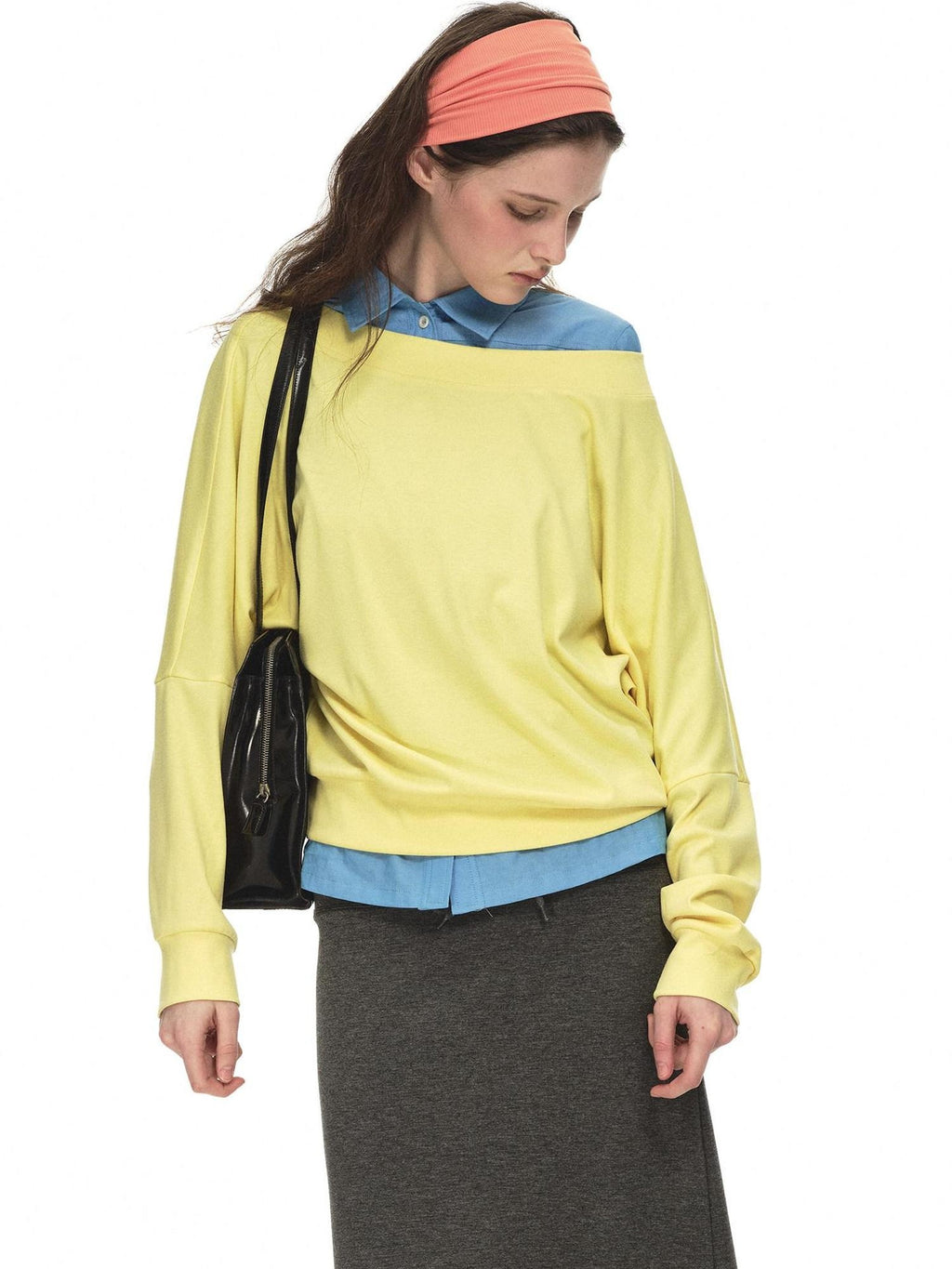 Country Moment Breathable Viscose Loose Batwing Long Sleeve Solid Off Shoulder Crop Tops