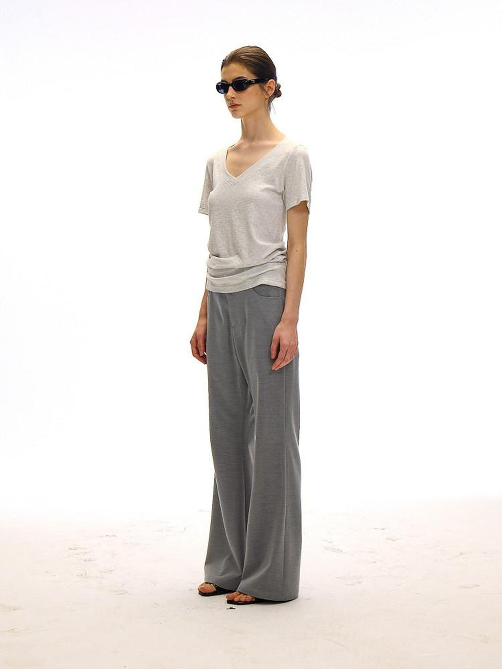 Country Moment Breathable Loose Street Sport Zip Fly Women Solid Gray Straight Pants