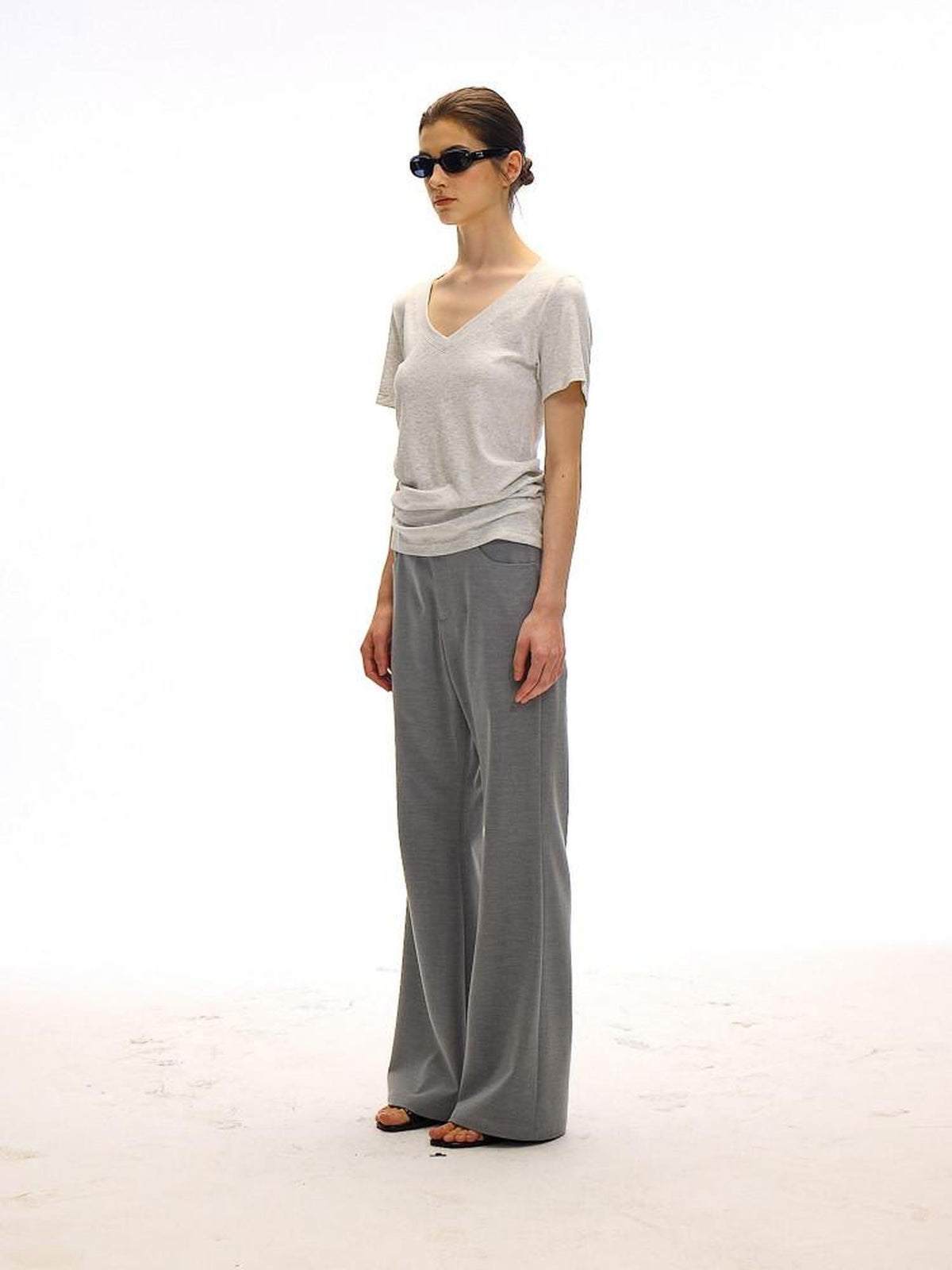 Country Moment Breathable Loose Street Sport Zip Fly Women Solid Gray Straight Pants