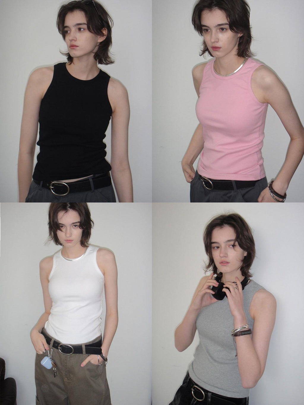 Country Moment Ribbed Stretch Cotton Street Slim Racerback Cropped Women Layering Tank Tops