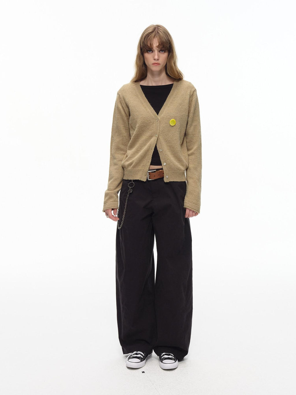 Country Moment Micro Stretch Low Rise Loose Fit Black Cotton Non Deforming Straight Pants