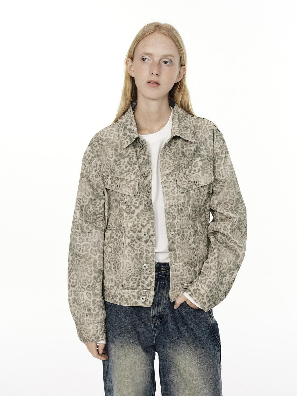 Country Moment Durable Cotton Workwear Loose Fit Unisex Leopard Light Khaki Denim Jackets